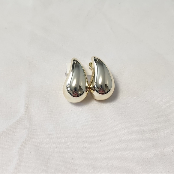 Drop Earring Gold Plated 14k Water Drop Teardrop - Picture 1 of 1